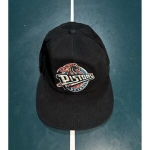 Vintage Detroit Pistons Strap back Hat Cap Black G-Cap Horse logo